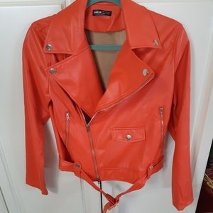New Shein moto jacket in gorgeous coral color size large